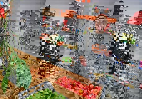 woman with basket in a pantry