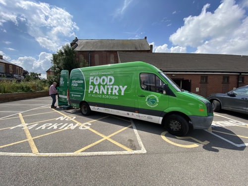 Green Pantry mobile van parked outside a venue