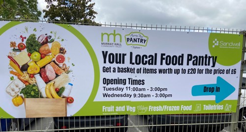 Pantry sign outside Murray Hall, Tipton